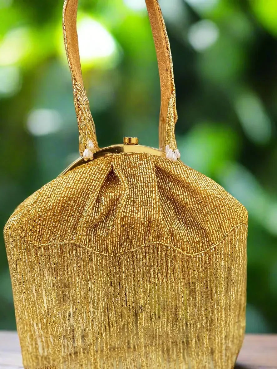 Batua Fringebag with handle indian softpouch - Tareyaa