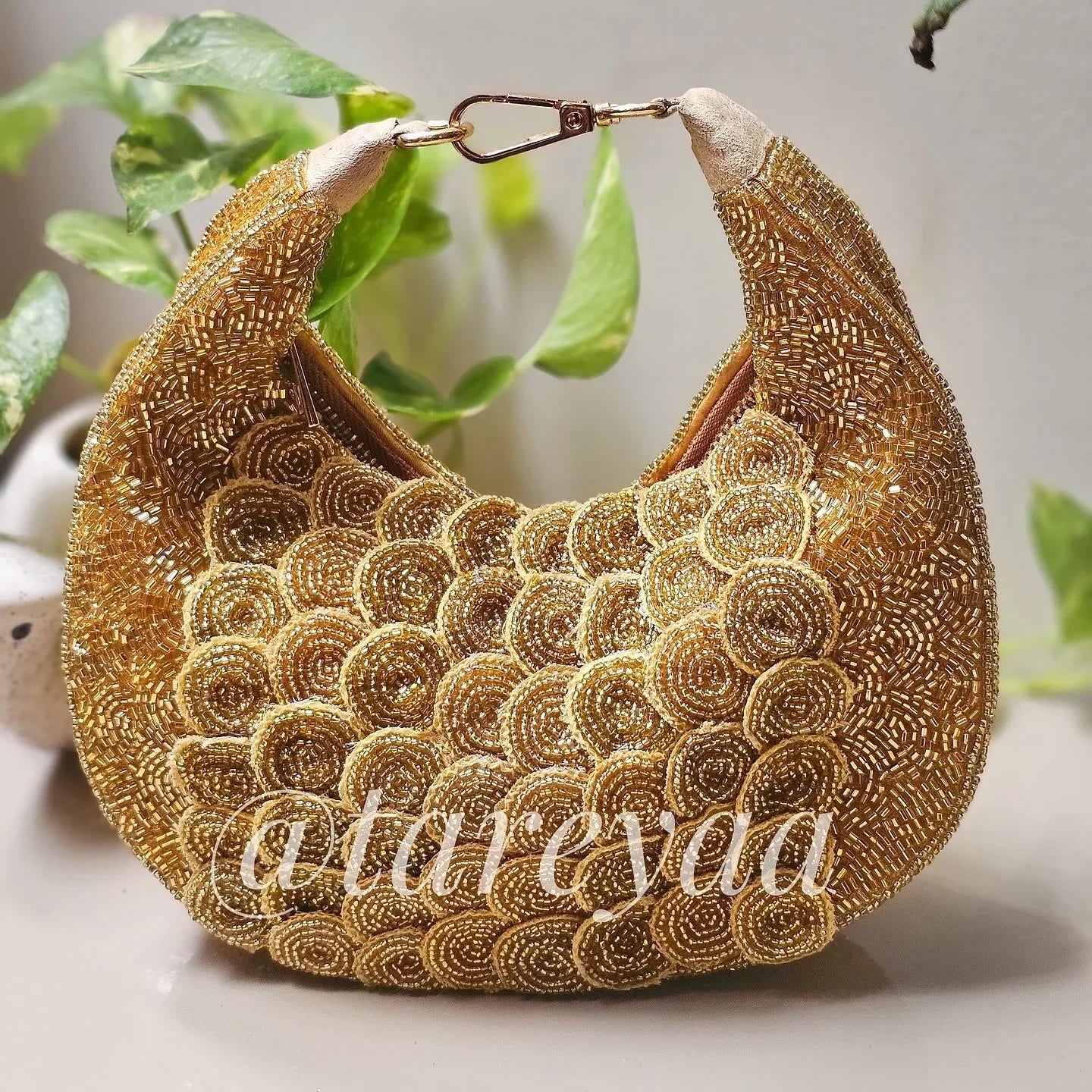 Moon Bag - Doll crescent bag with bead and cutdana detailing for a glamorous look.
