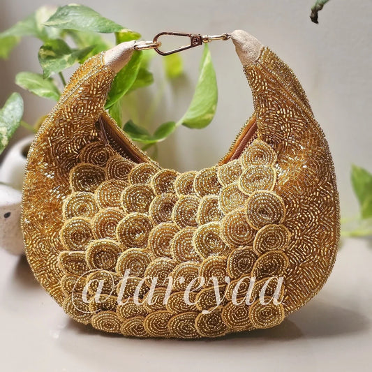 Moon Bag - Doll crescent bag with bead and cutdana detailing for a glamorous look.