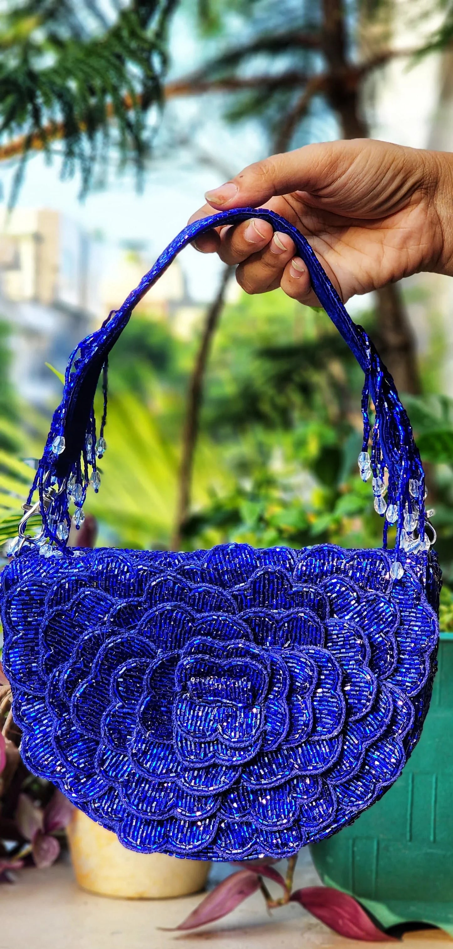 Emilia Floral Embellished Bag with Strap - Tareyaa