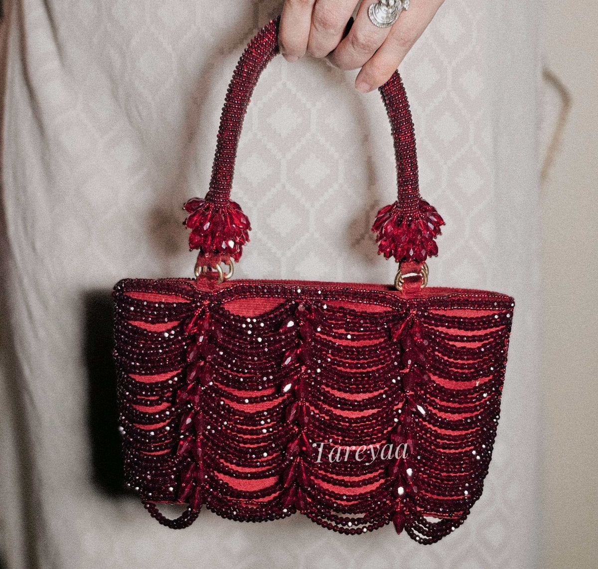 Inja Maroon Crystal Party Bag