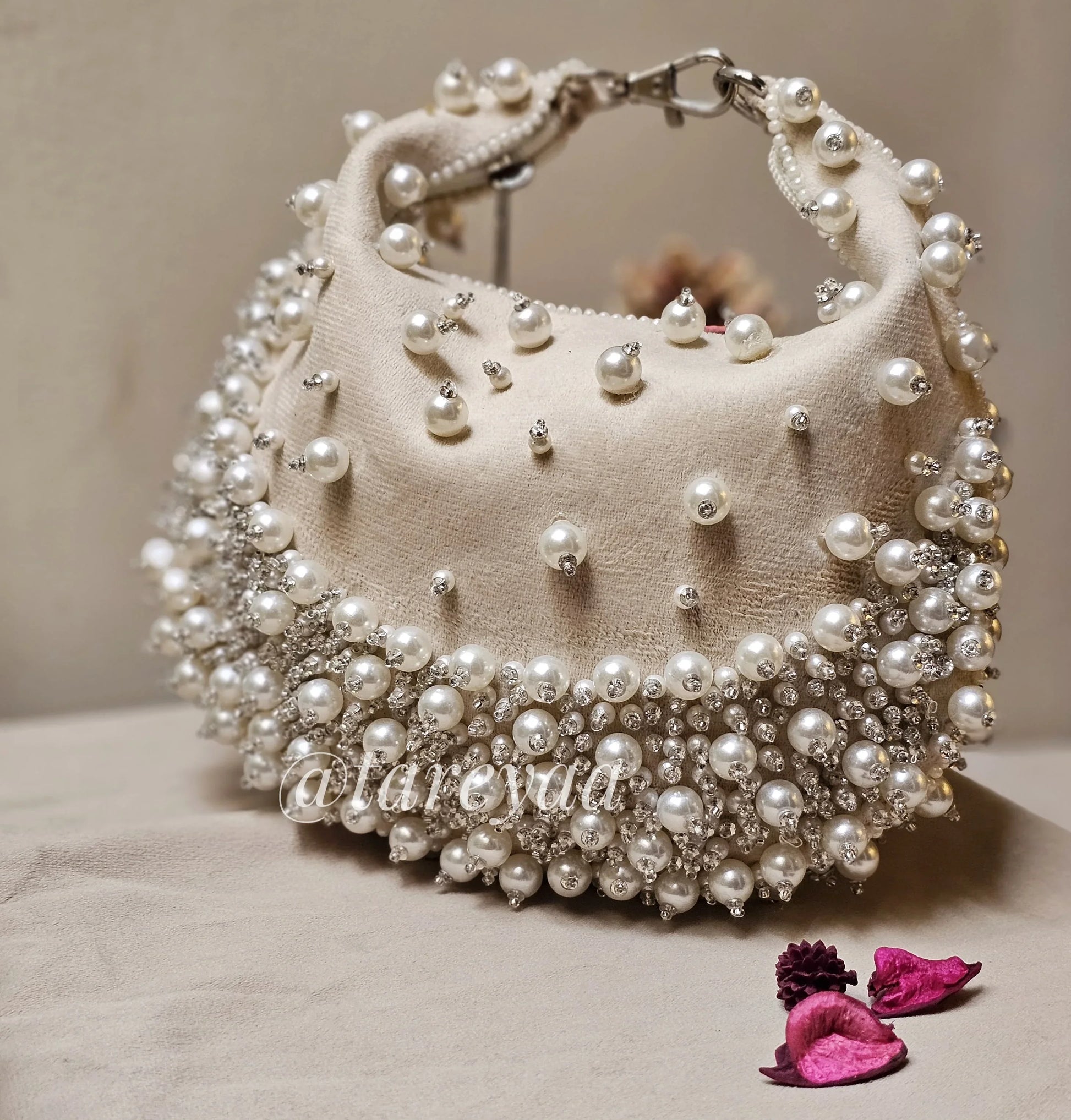 Paris Crescent bag with Pearls - Tareyaa