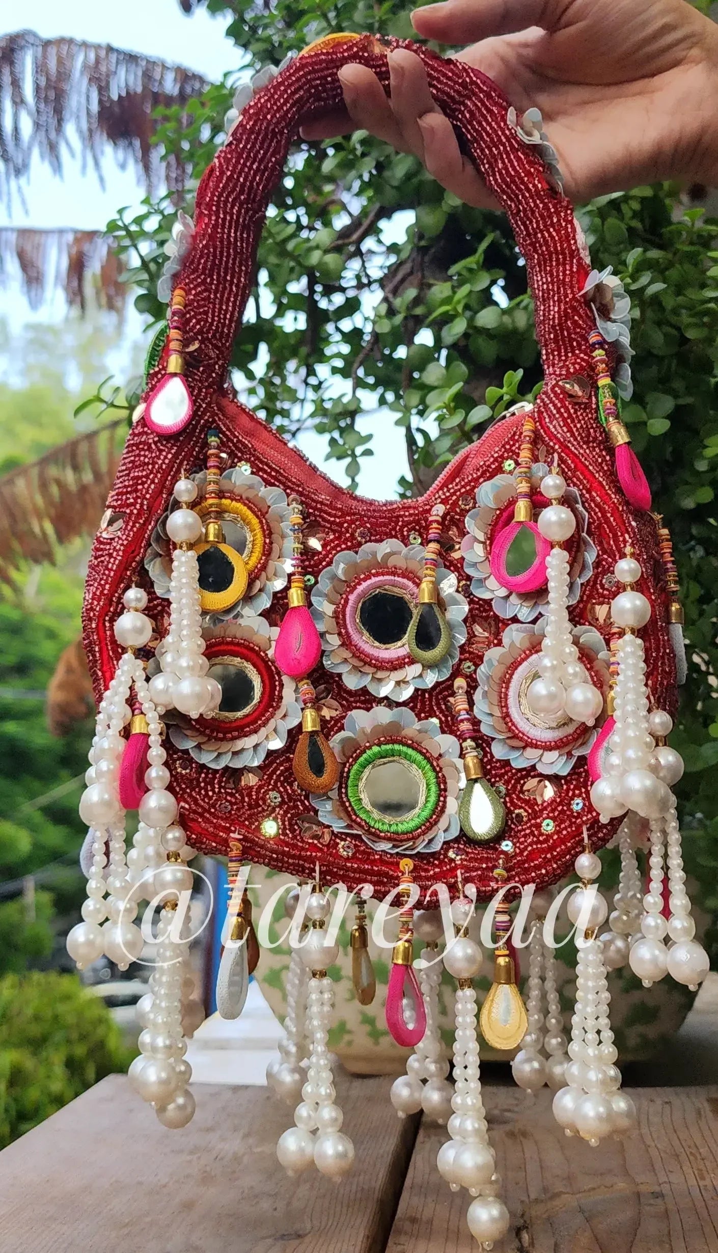 Aayat mirror ethnic bag with handle - Tareyaa