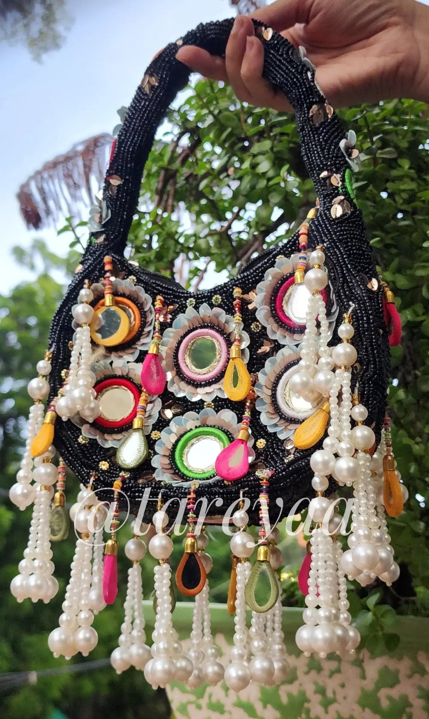 Aayat mirror ethnic bag with handle - Tareyaa