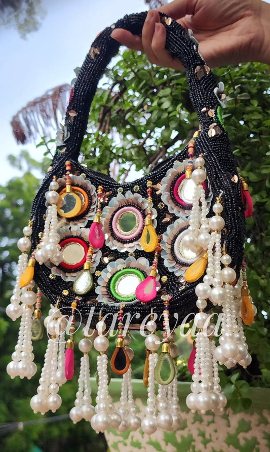 Aayat mirror ethnic bag with handle - Tareyaa