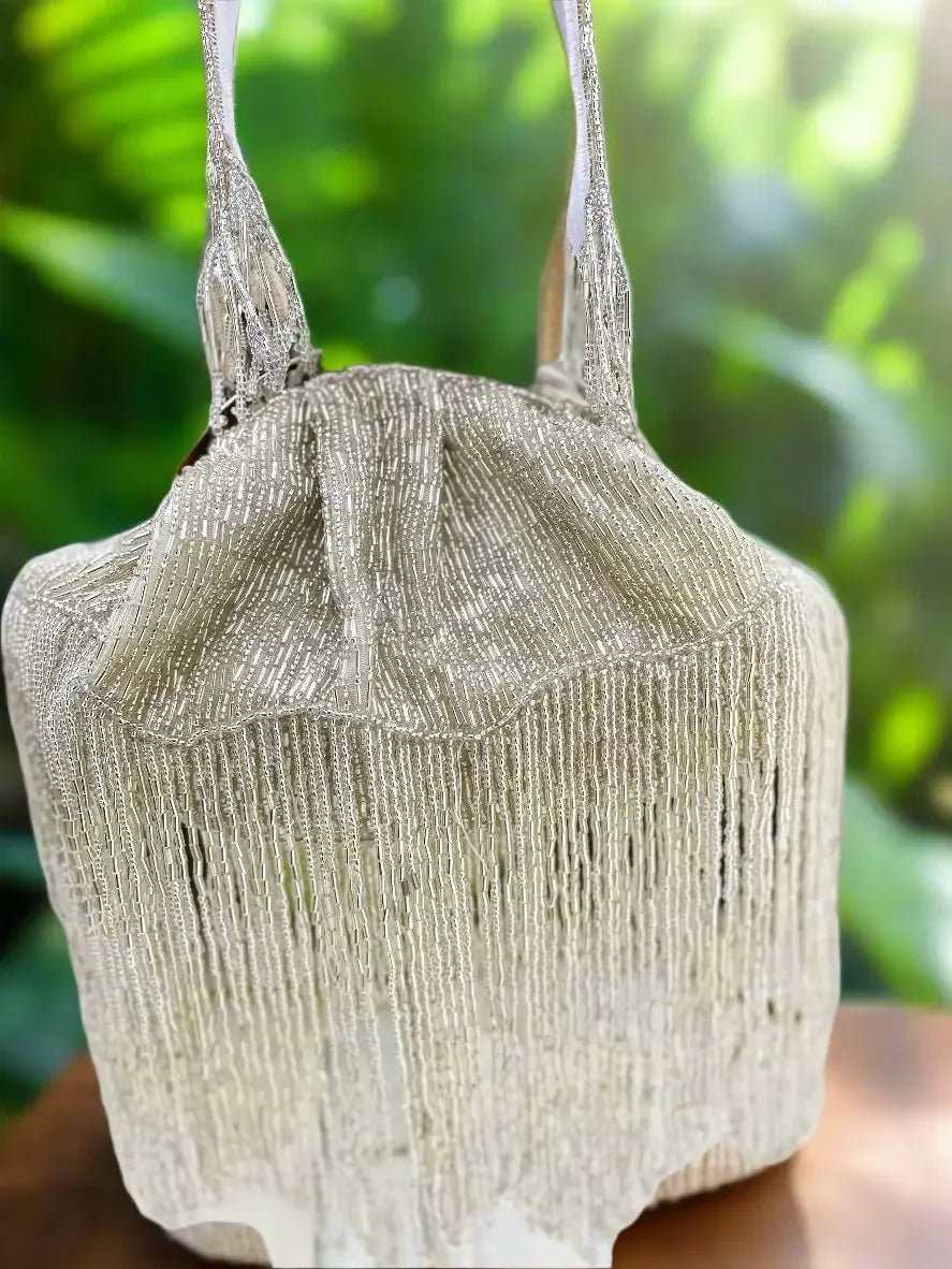 Batua Fringebag with handle indian softpouch - Tareyaa