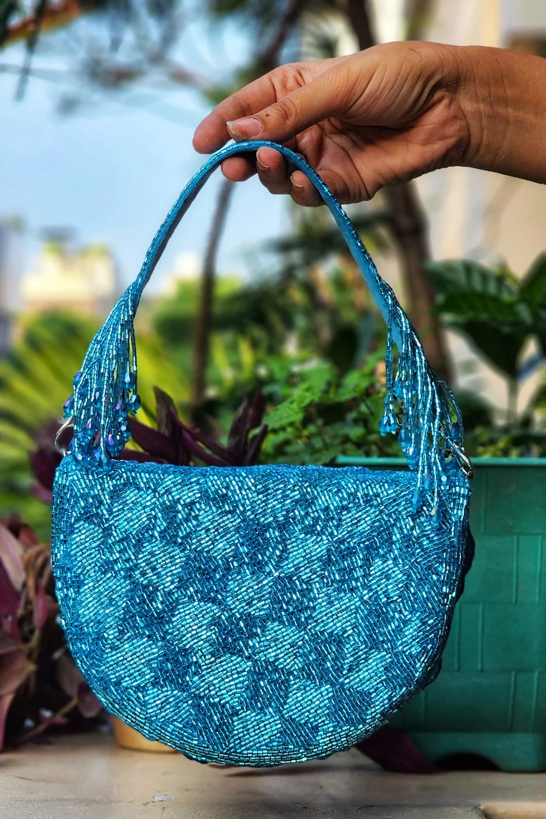 Emilia Floral Embellished Bag with Strap - Tareyaa