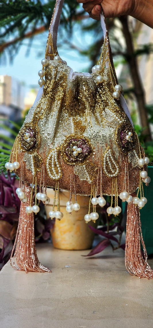 Trinity Wedding Potli bag with handle - Tareyaa