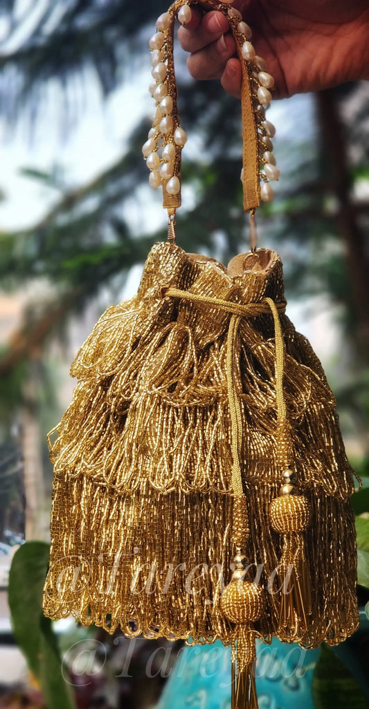Sona Golden Designer Potli - Tareyaa