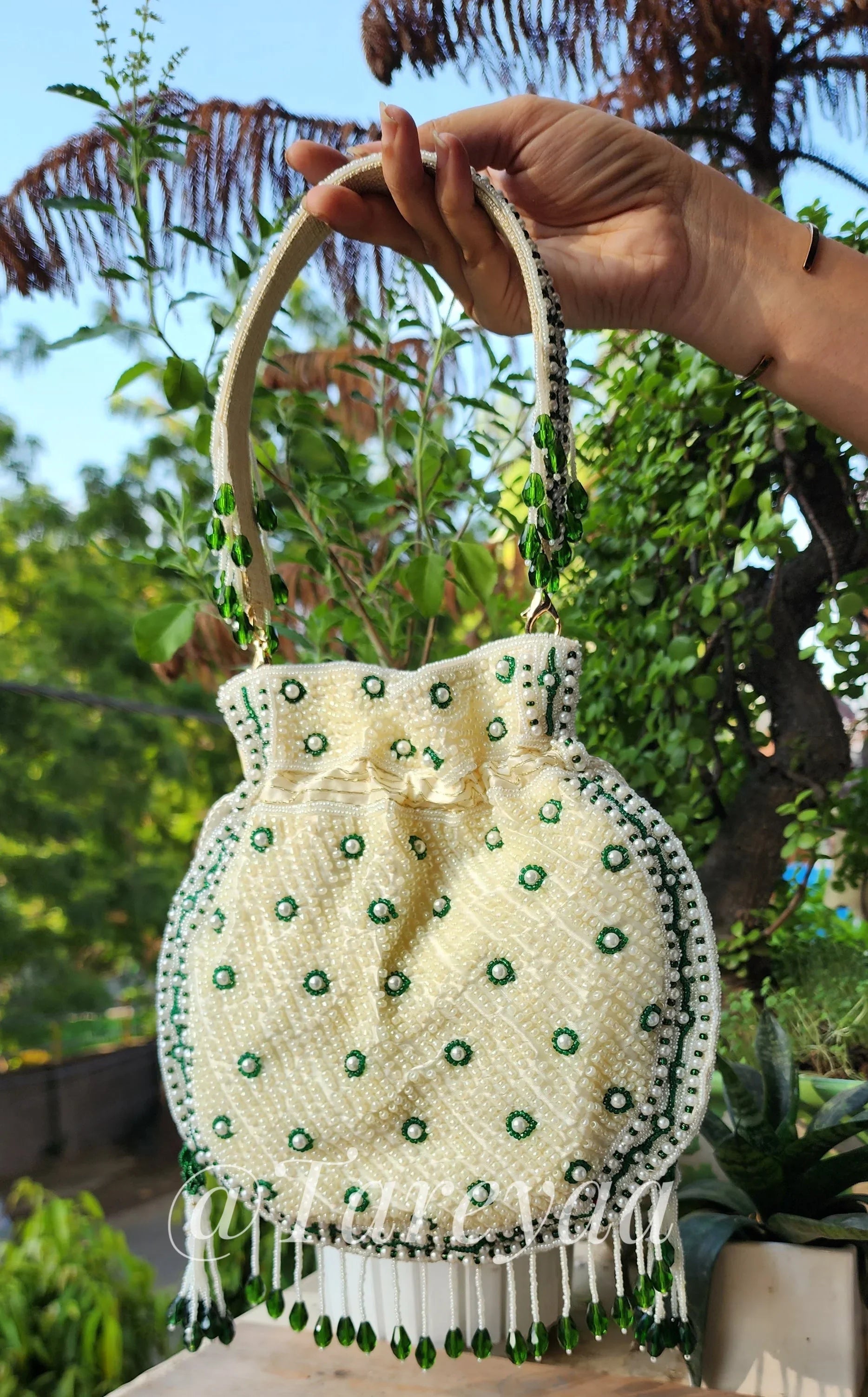 Meenakari Indian potli with handle - Tareyaa