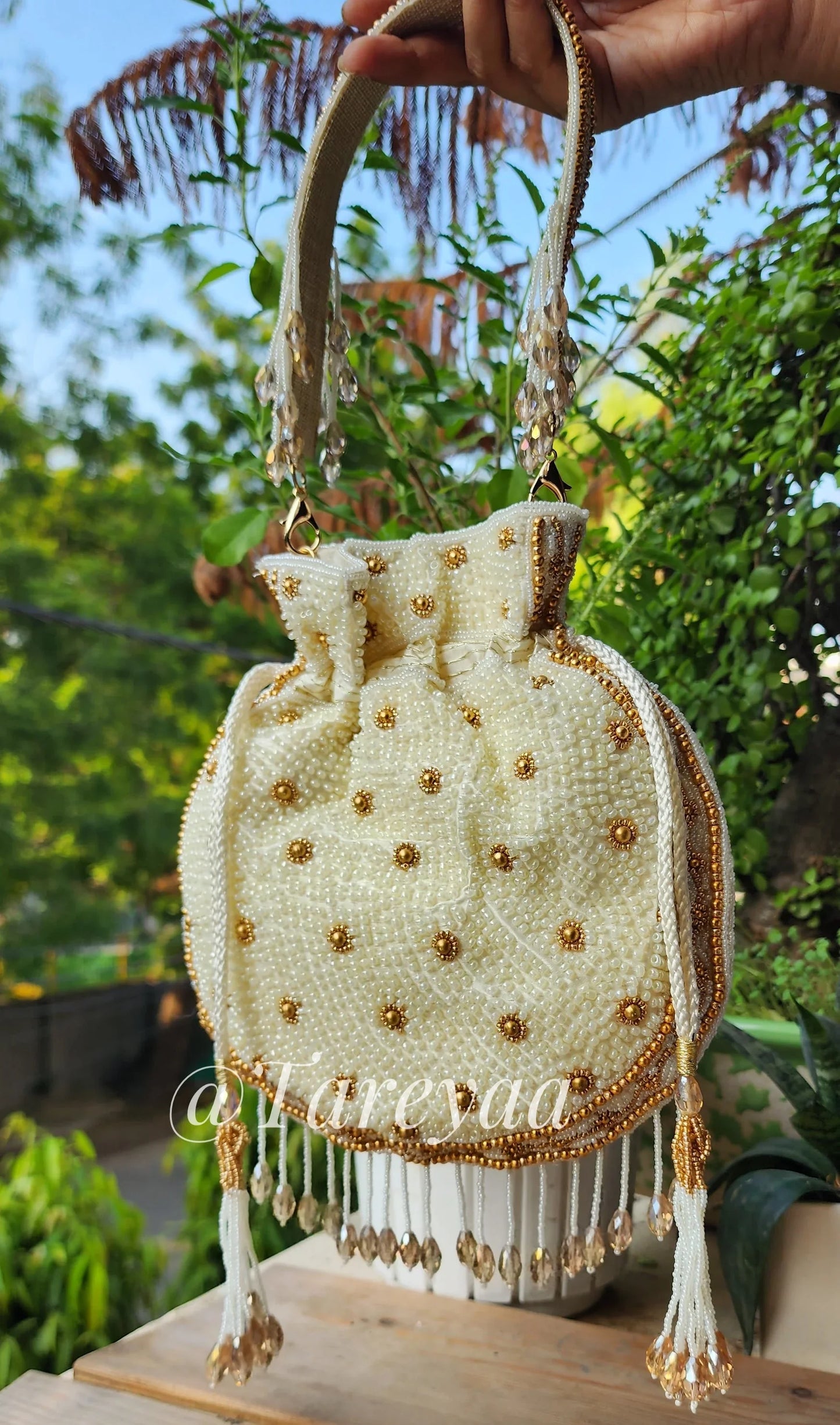 Meenakari Indian potli with handle - Tareyaa