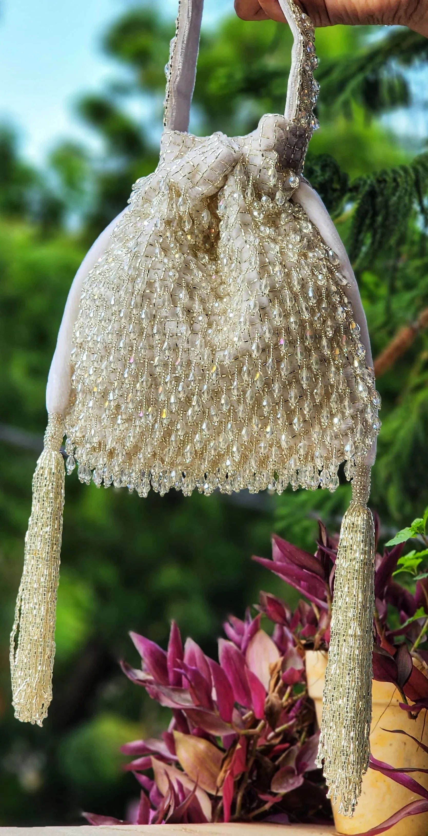 Kylie Festive beaded potli - Tareyaa
