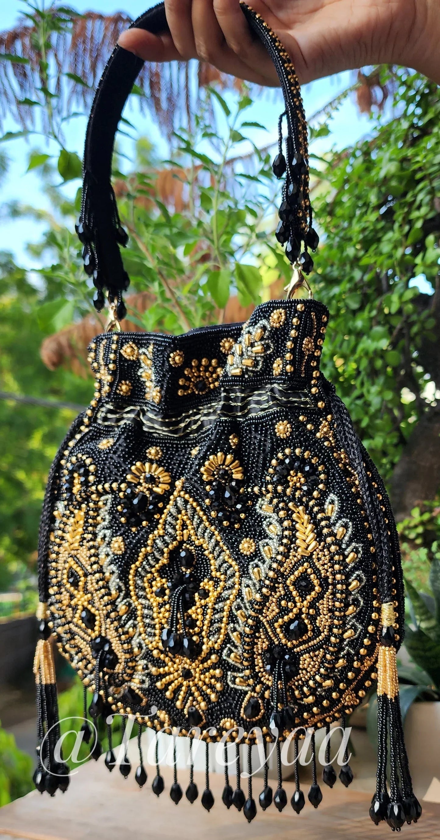 Meenakari Indian potli with handle - Tareyaa