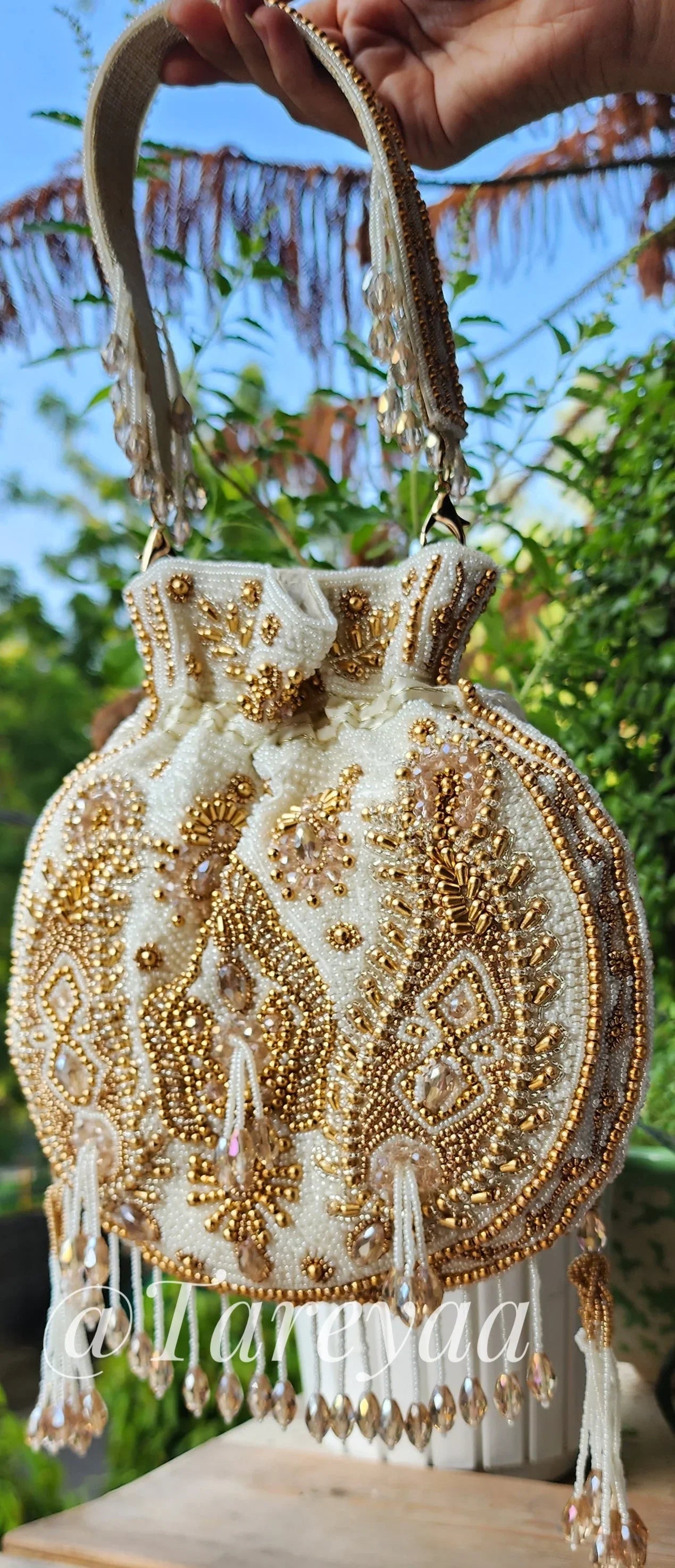 Meenakari Indian potli with handle - Tareyaa