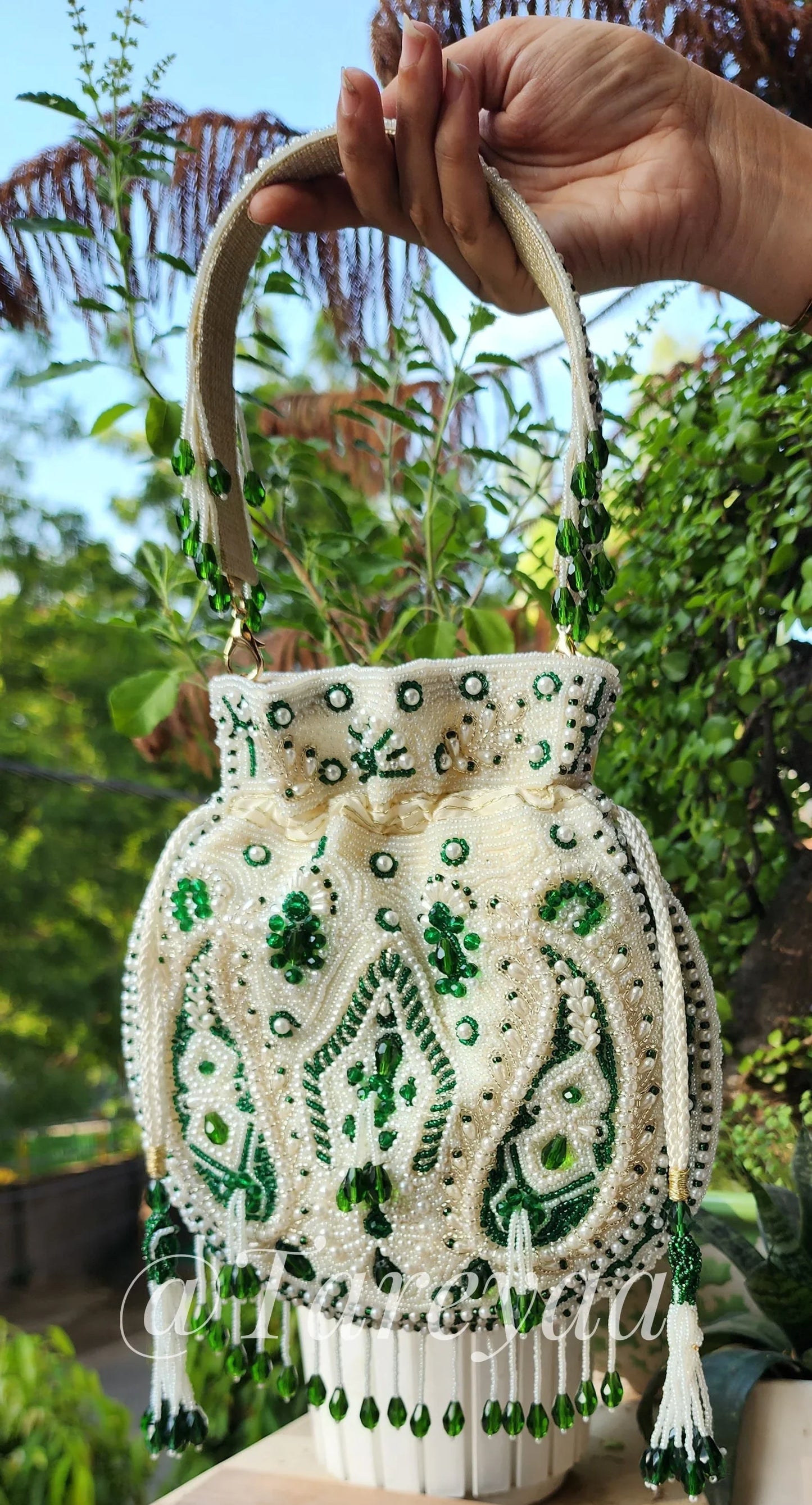 Meenakari Indian potli with handle - Tareyaa