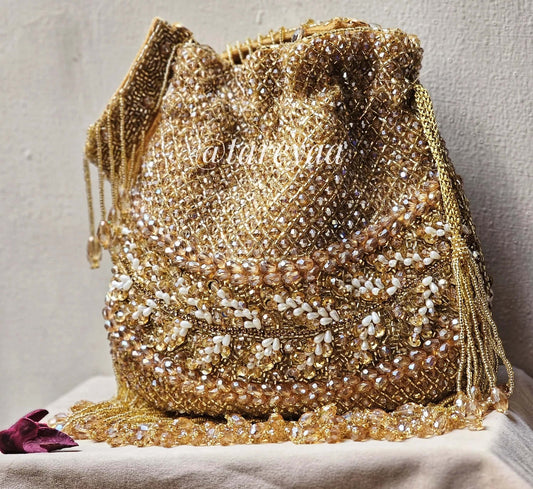 RIWAZ Golden Wedding Bag - Tareyaa