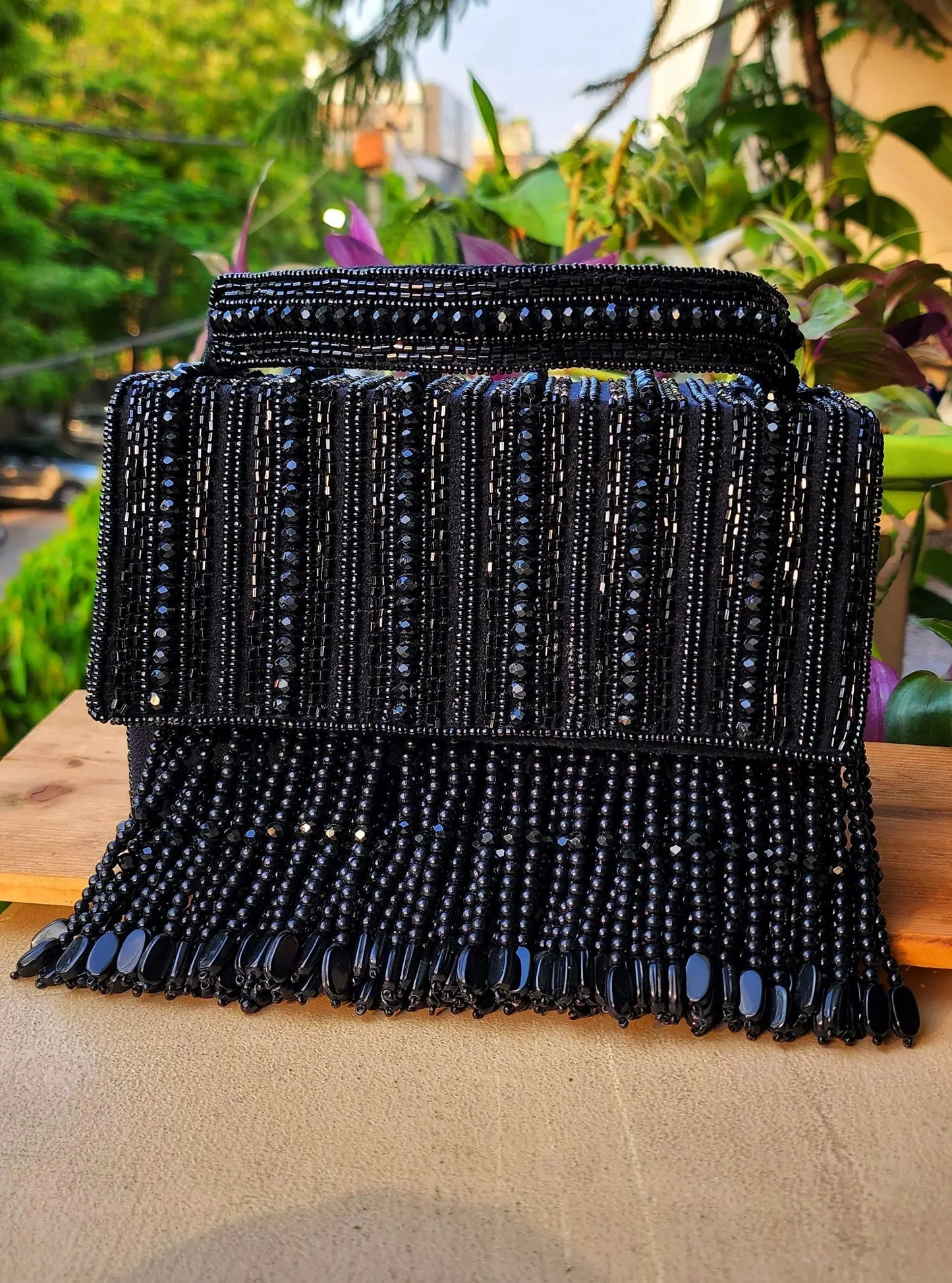 Sapphire handmade beaded flapover - Tareyaa