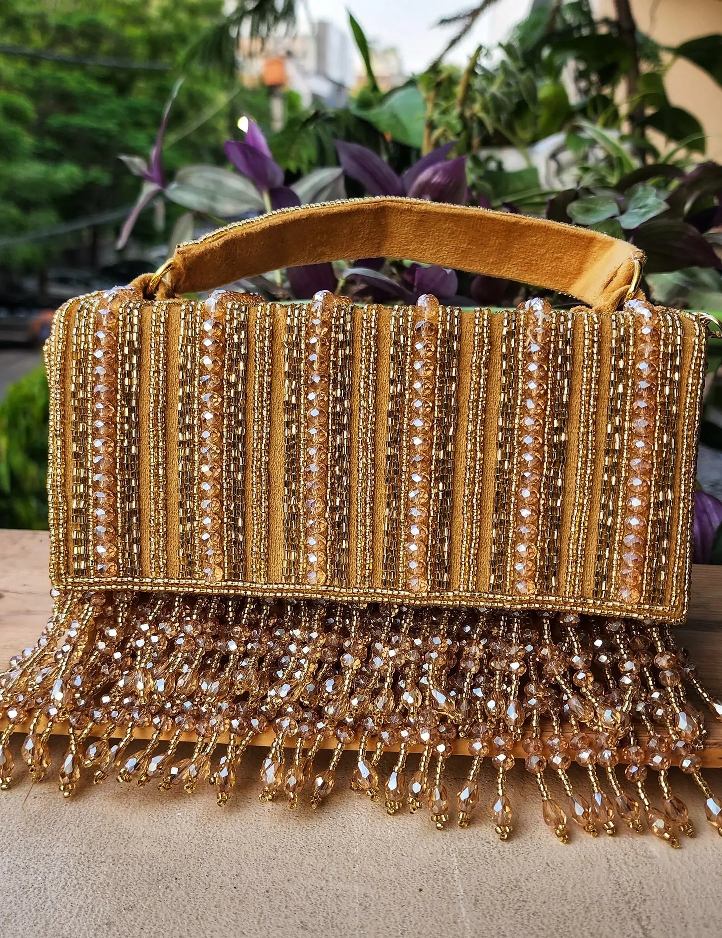 Sapphire handmade beaded flapover - Tareyaa
