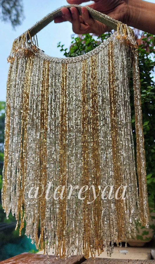 Shimmer wedding bag with long fringe - Tareyaa