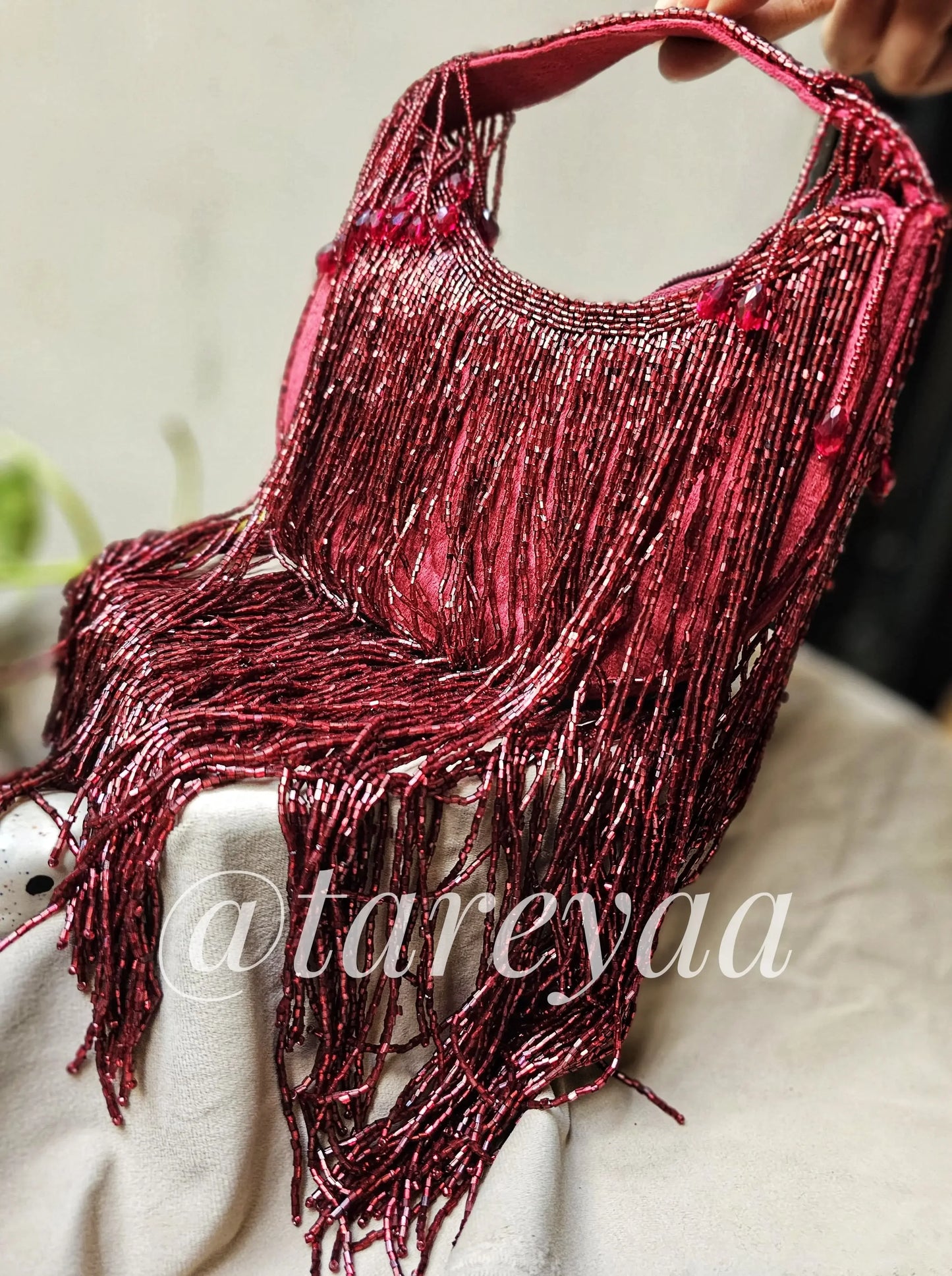Shimmer wedding bag with long fringe - Tareyaa