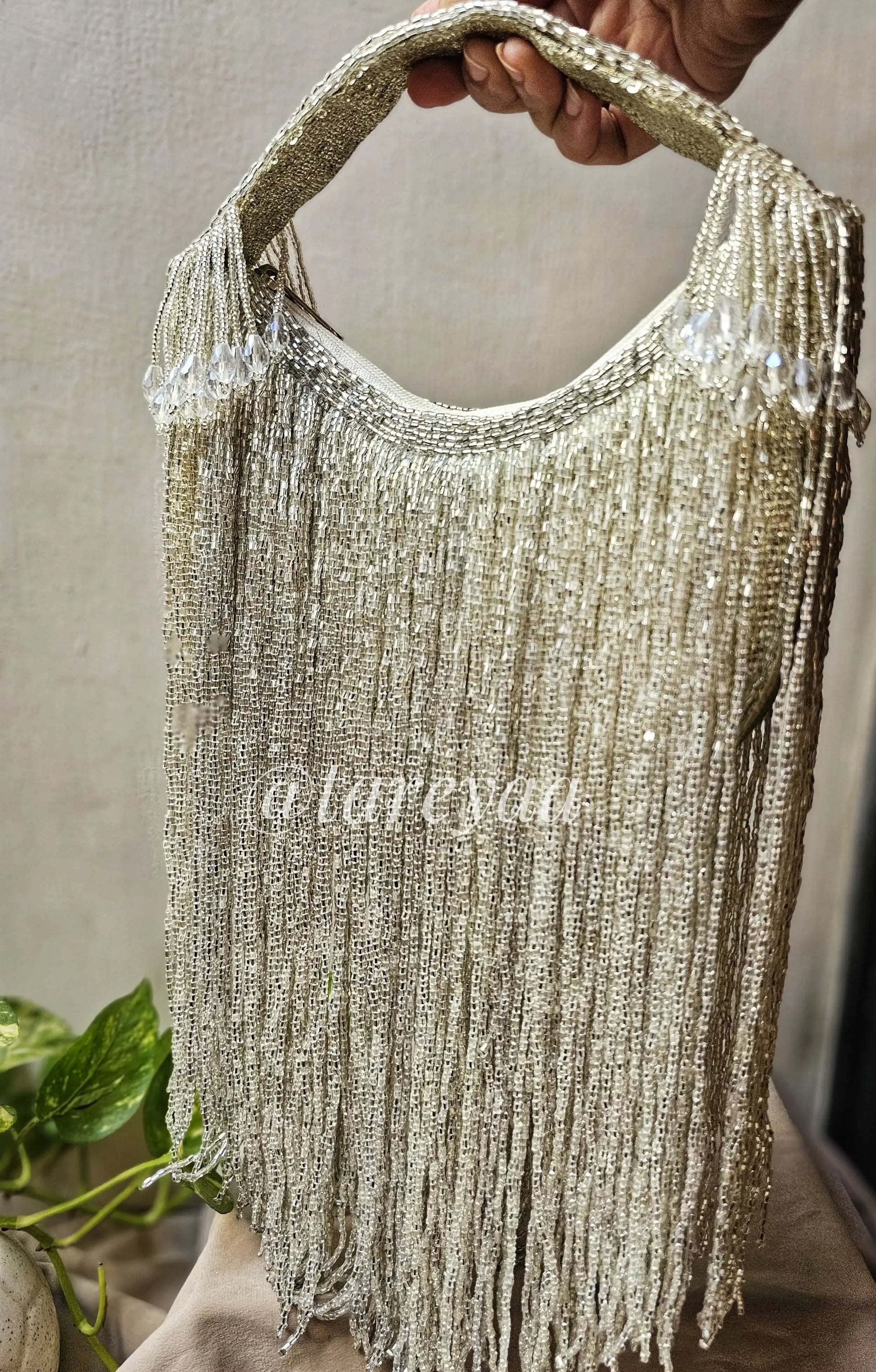 Shimmer wedding bag with long fringe - Tareyaa