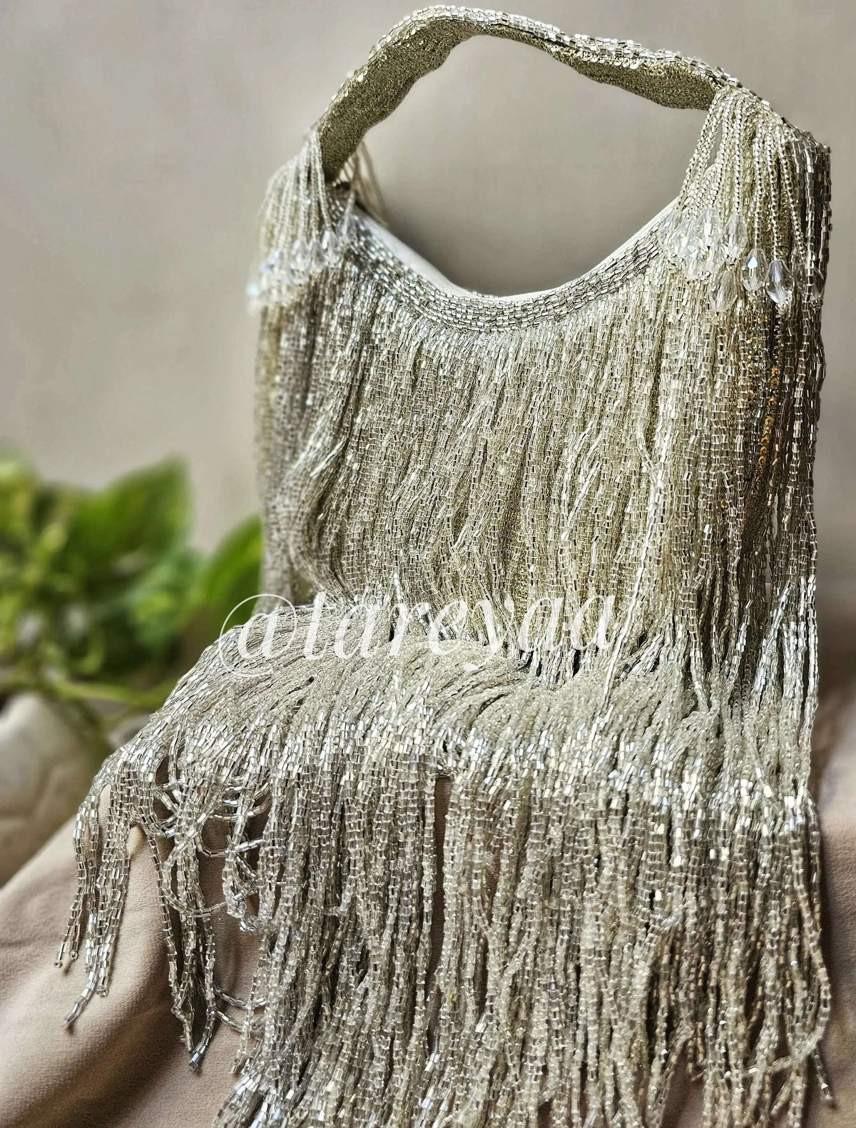 Shimmer wedding bag with long fringe - Tareyaa