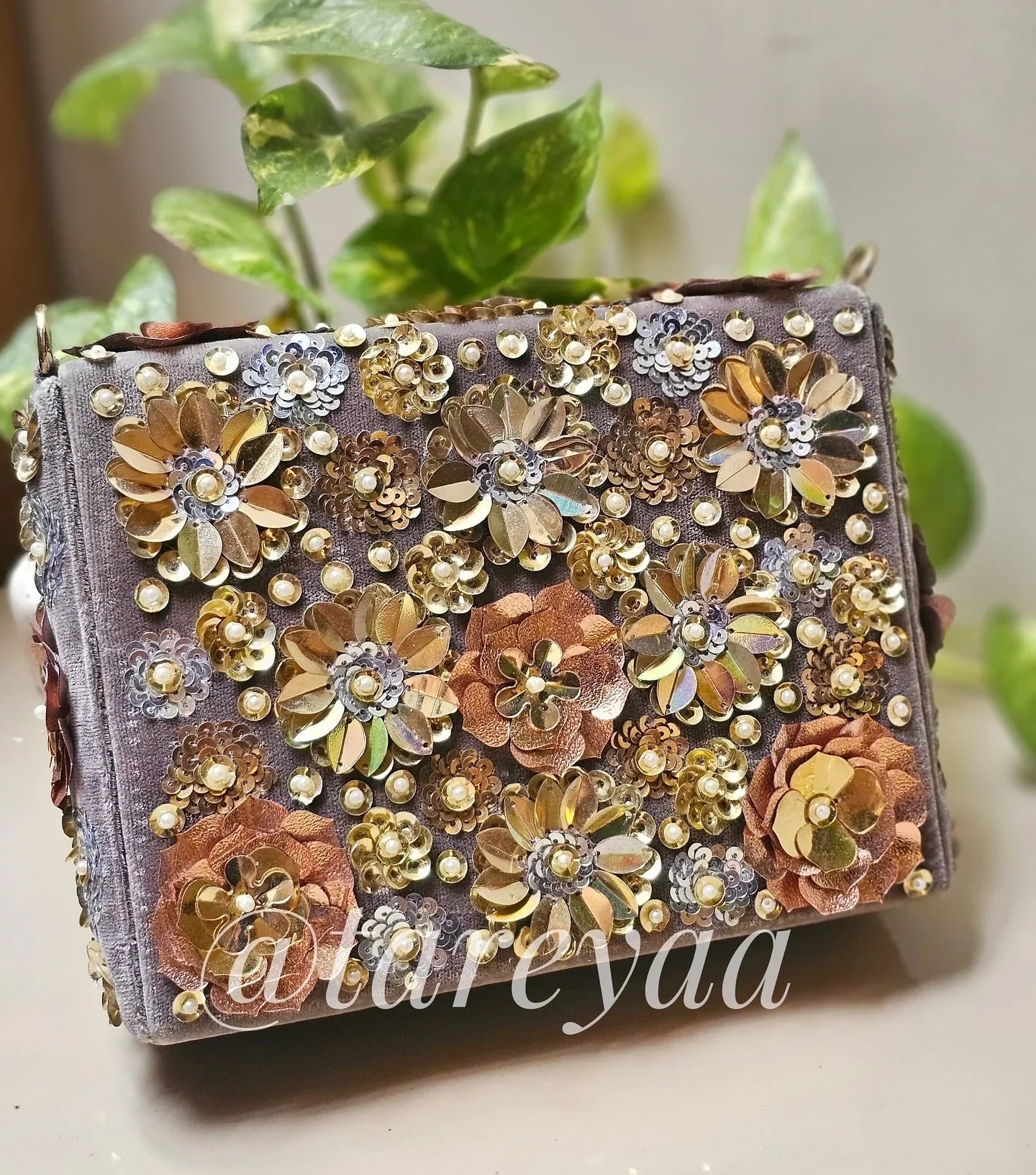 Blooming Buds Floral Grey Bag - Tareyaa