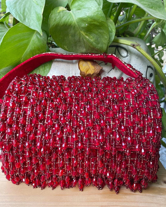 Kylie beaded foldbag with handle - Tareyaa