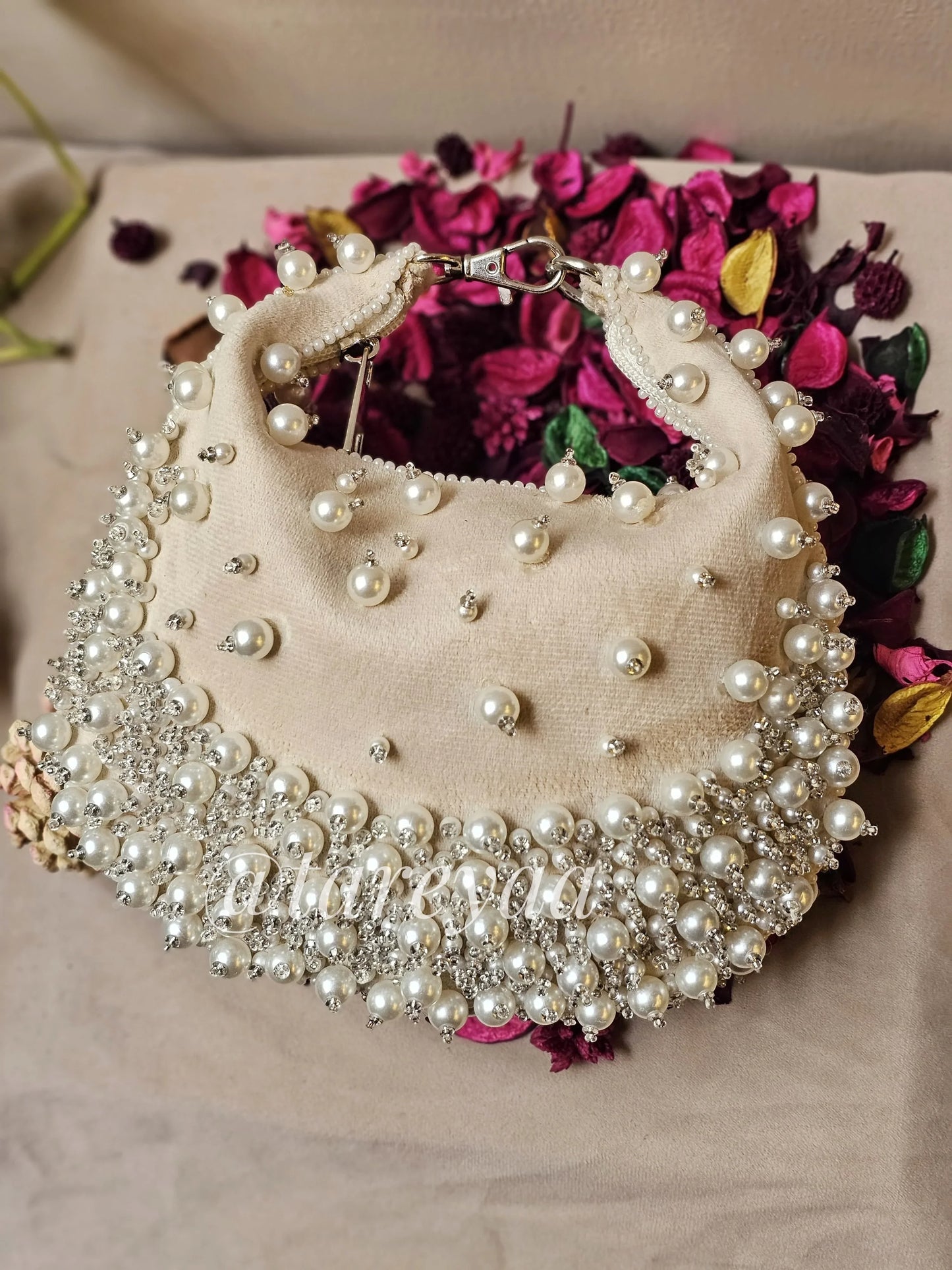 Paris Crescent bag with Pearls - Tareyaa