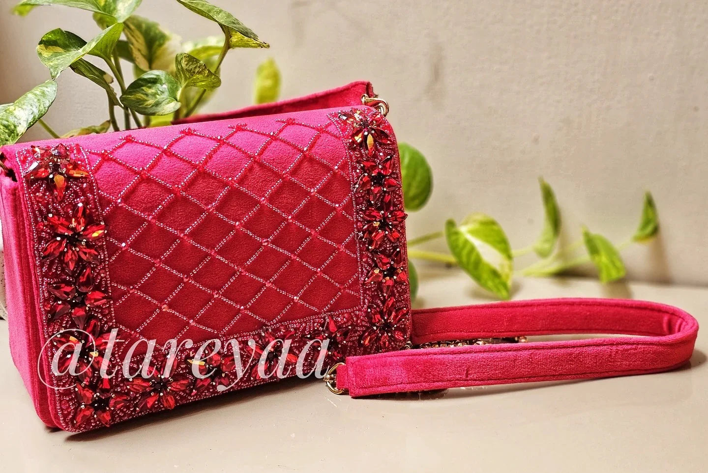 Not so Red flapover bag with long sling - Tareyaa