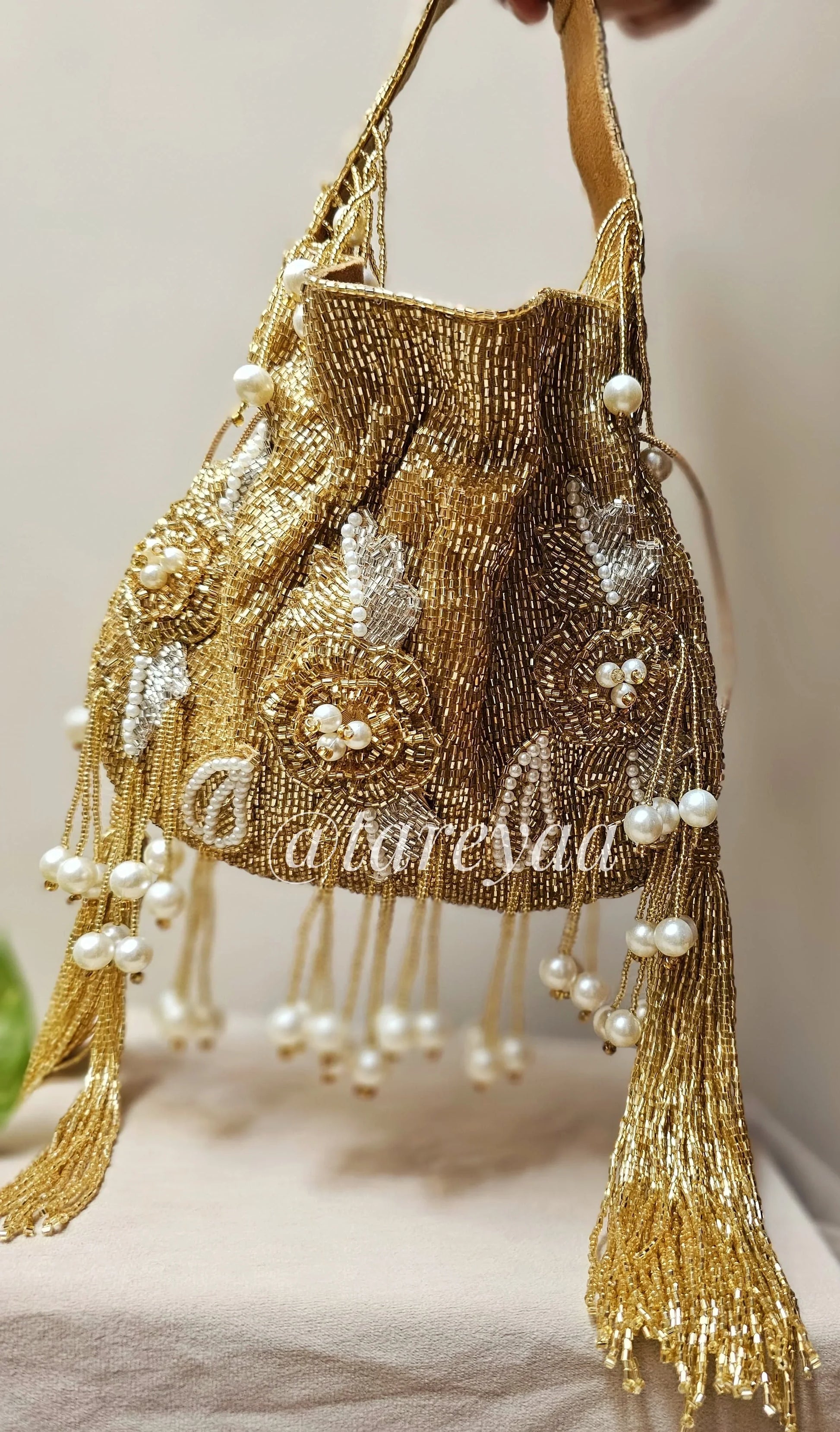 Trinity Wedding Potli bag with handle - Tareyaa