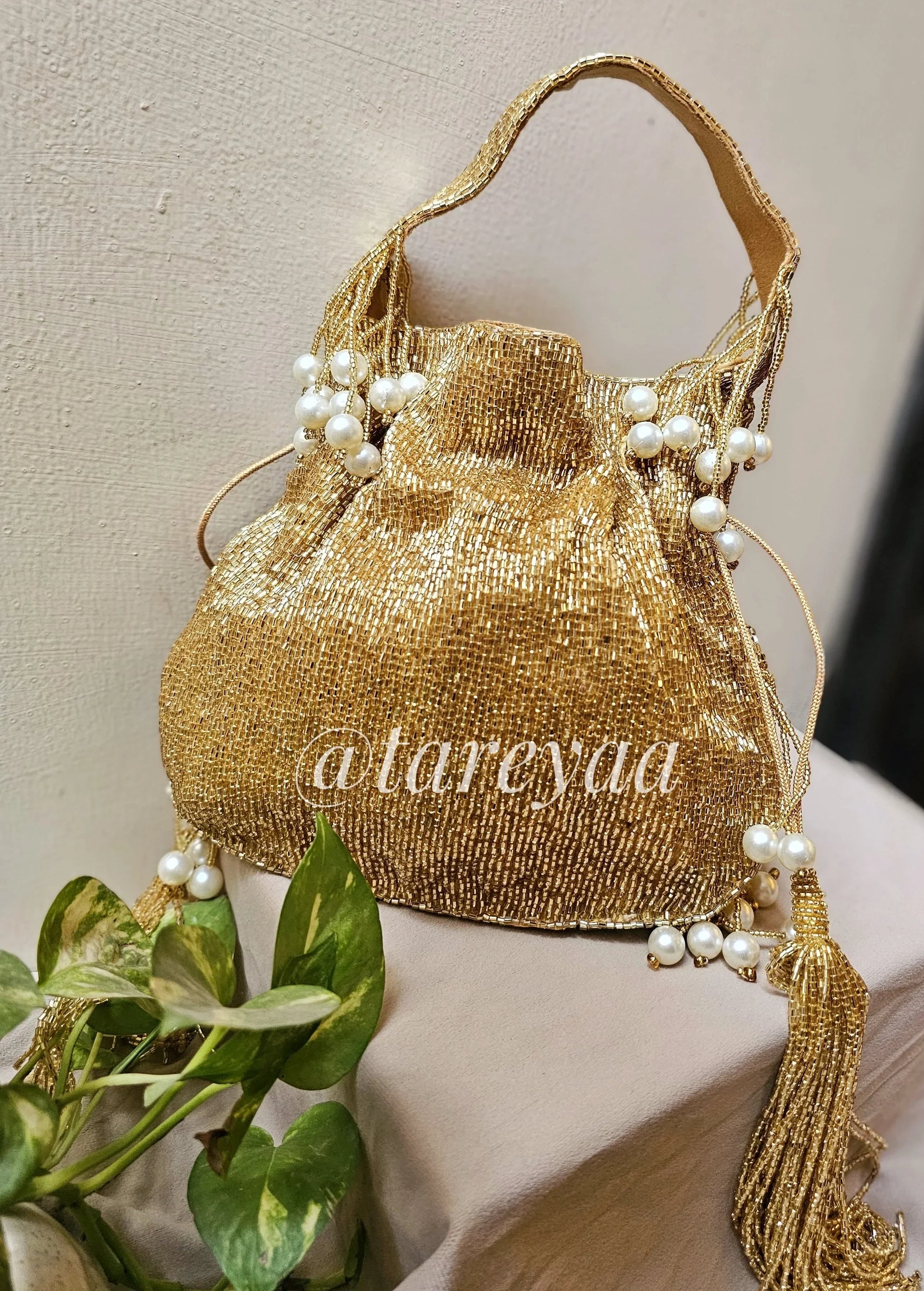 Trinity Wedding Potli bag with handle - Tareyaa