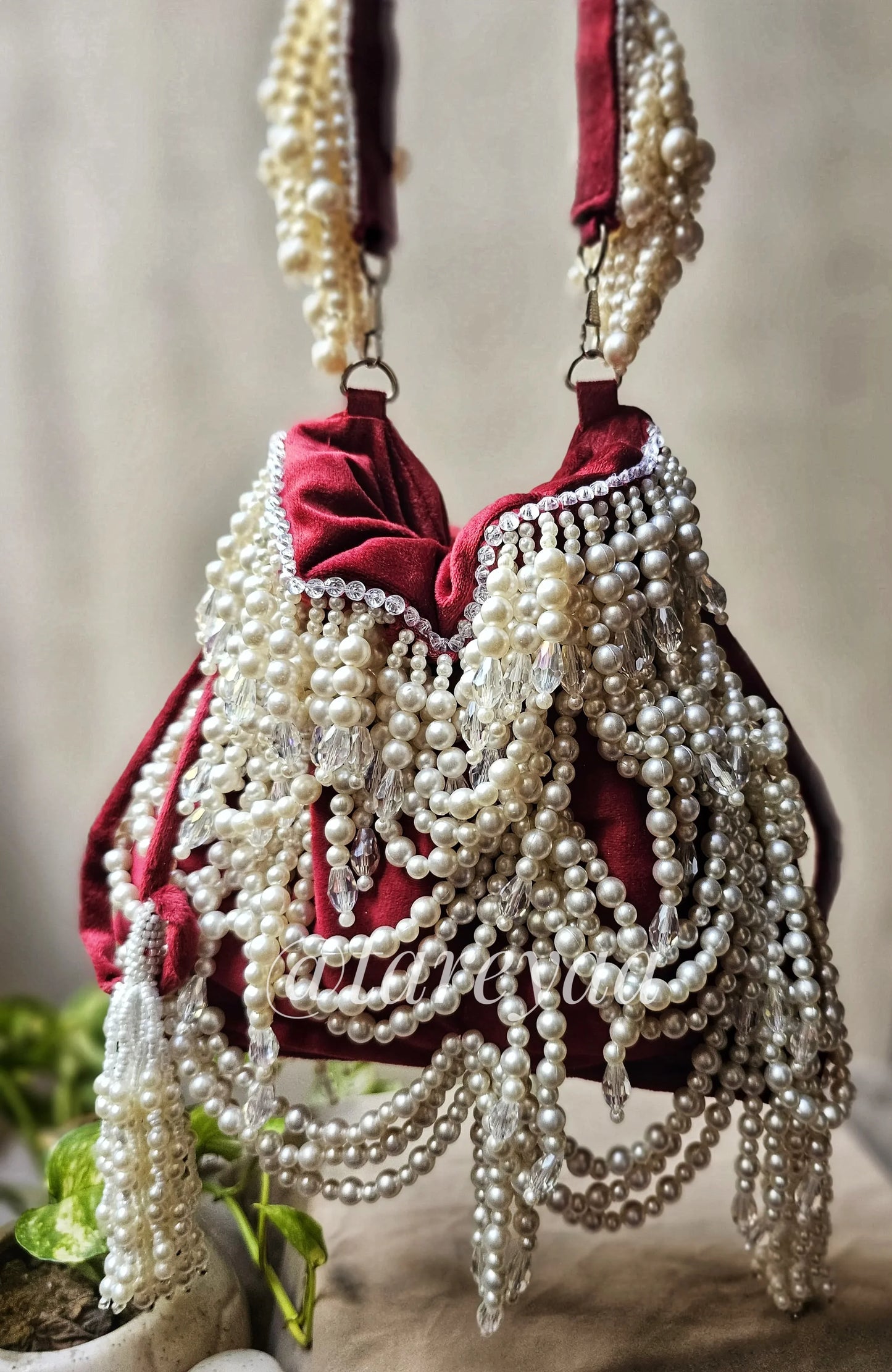 Vanya Velvet Pearl Potli - Tareyaa