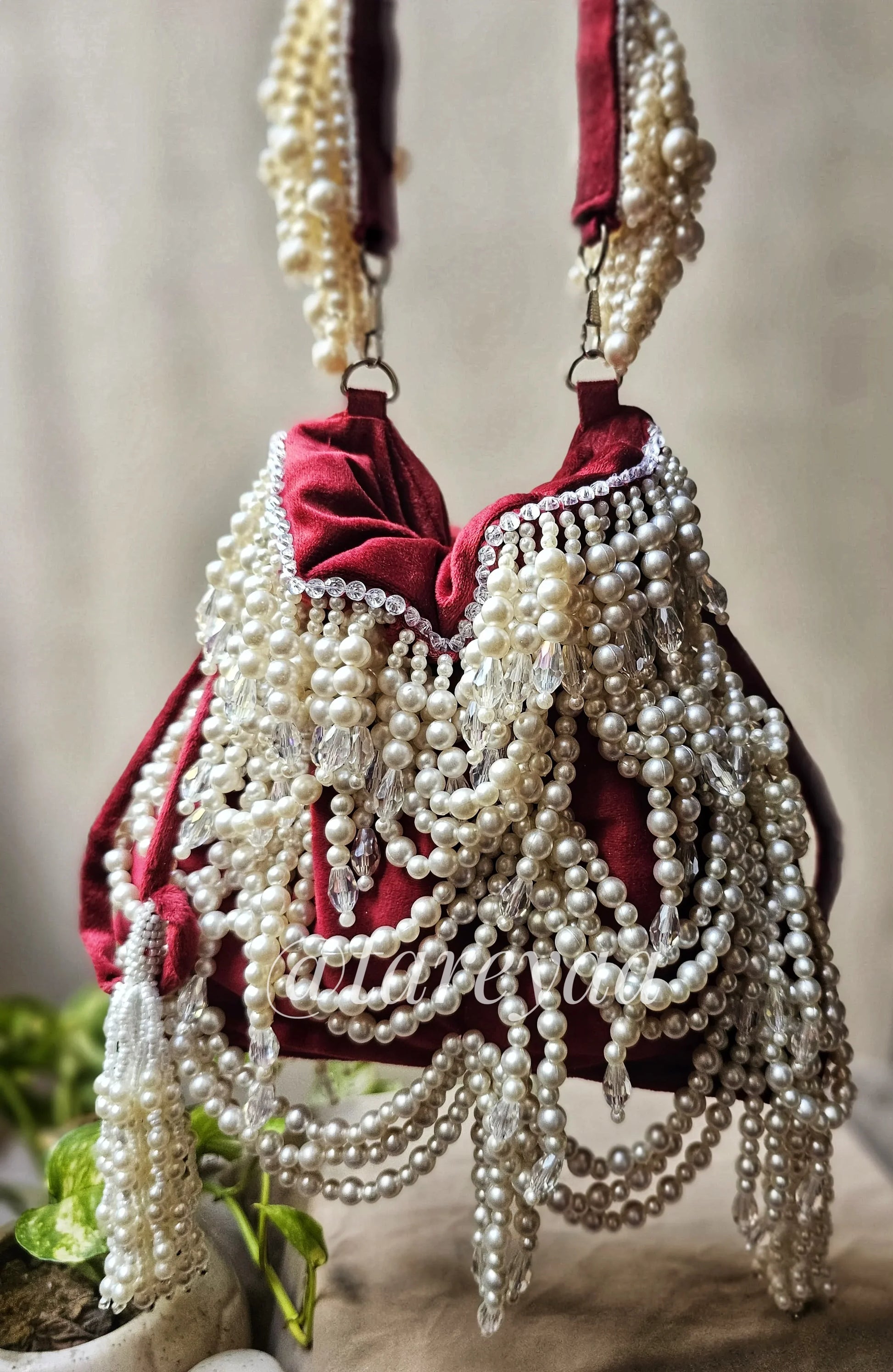 Vanya Velvet Pearl Potli - Tareyaa