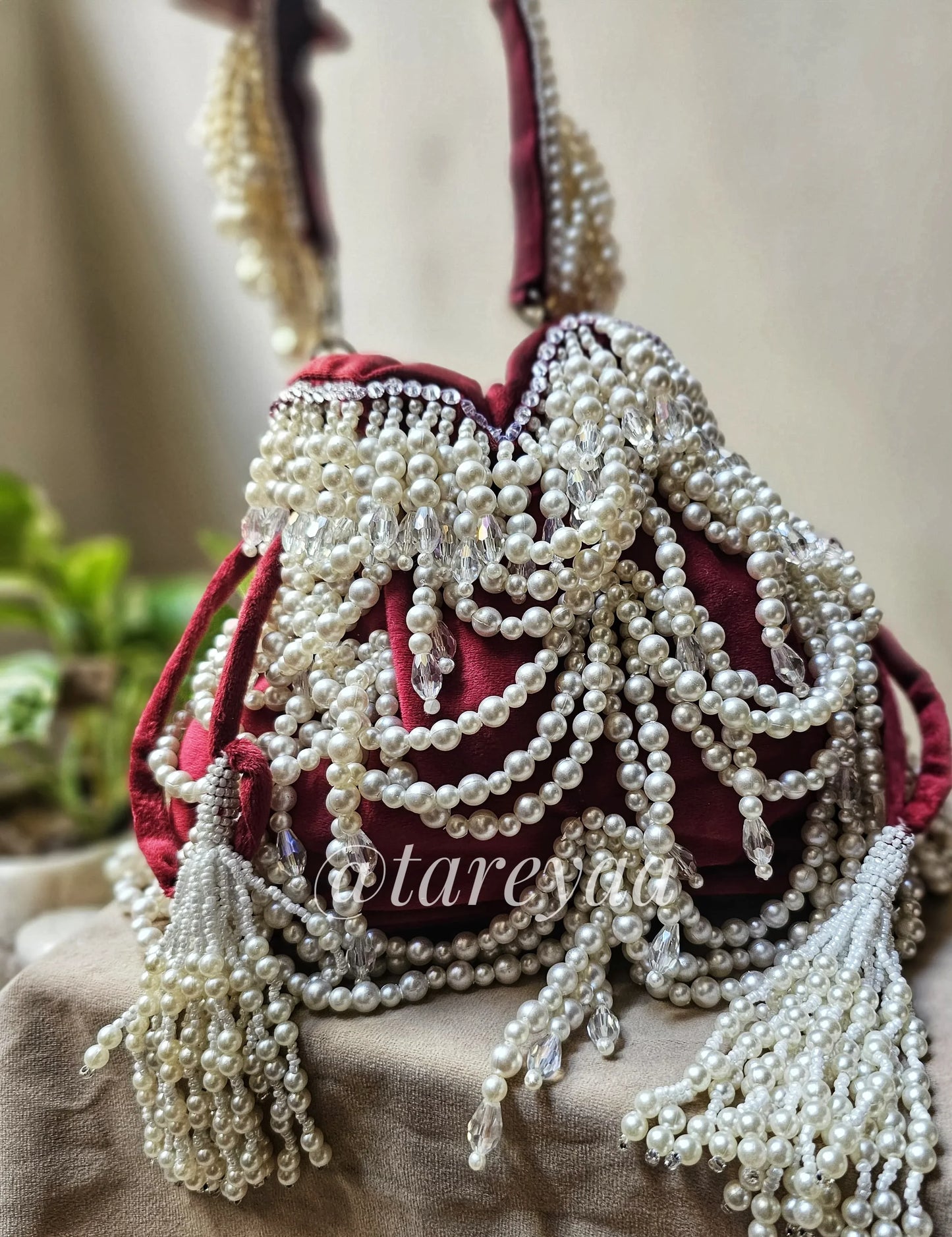 Vanya Velvet Pearl Potli - Tareyaa