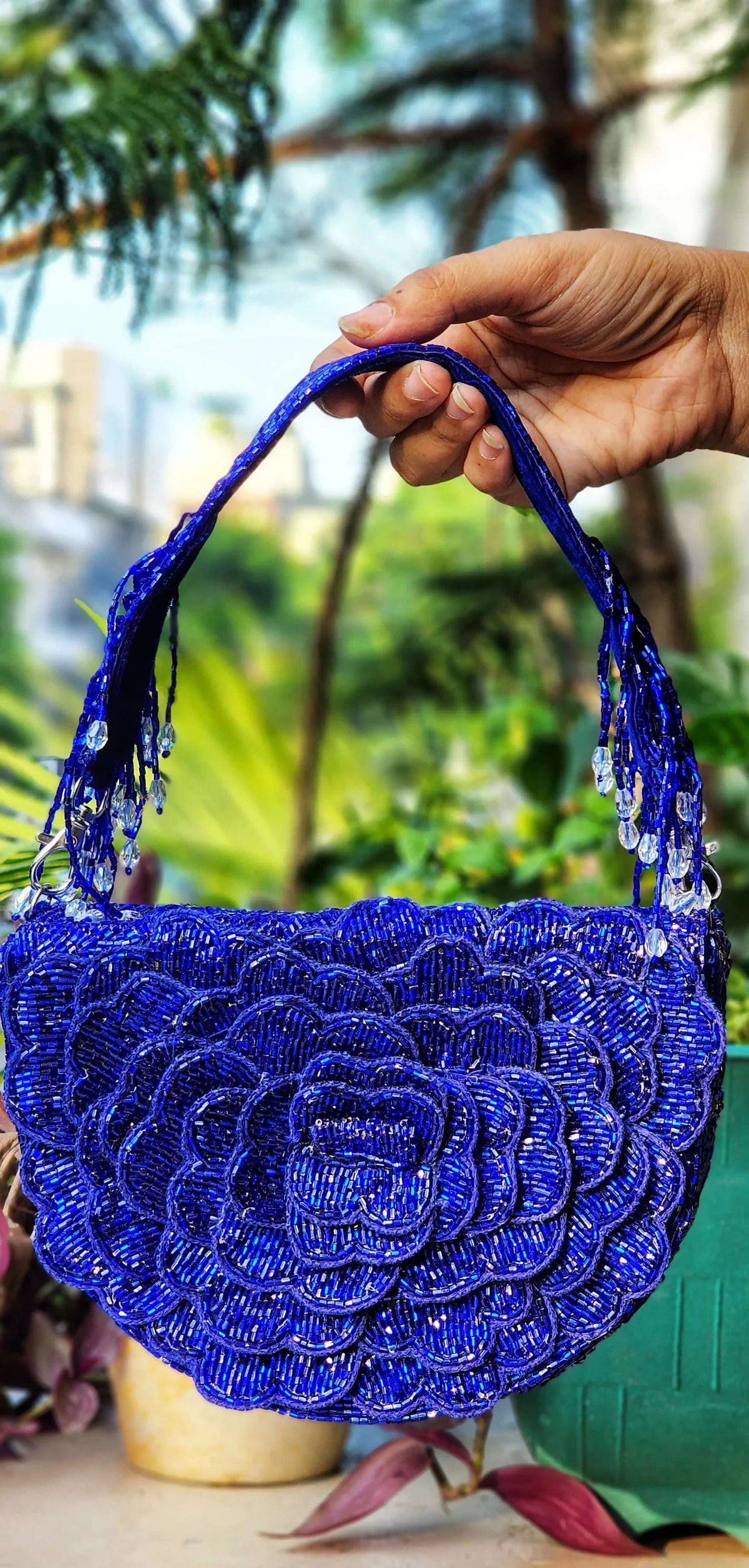 Emilia Floral Embellished Bag with Strap - Tareyaa