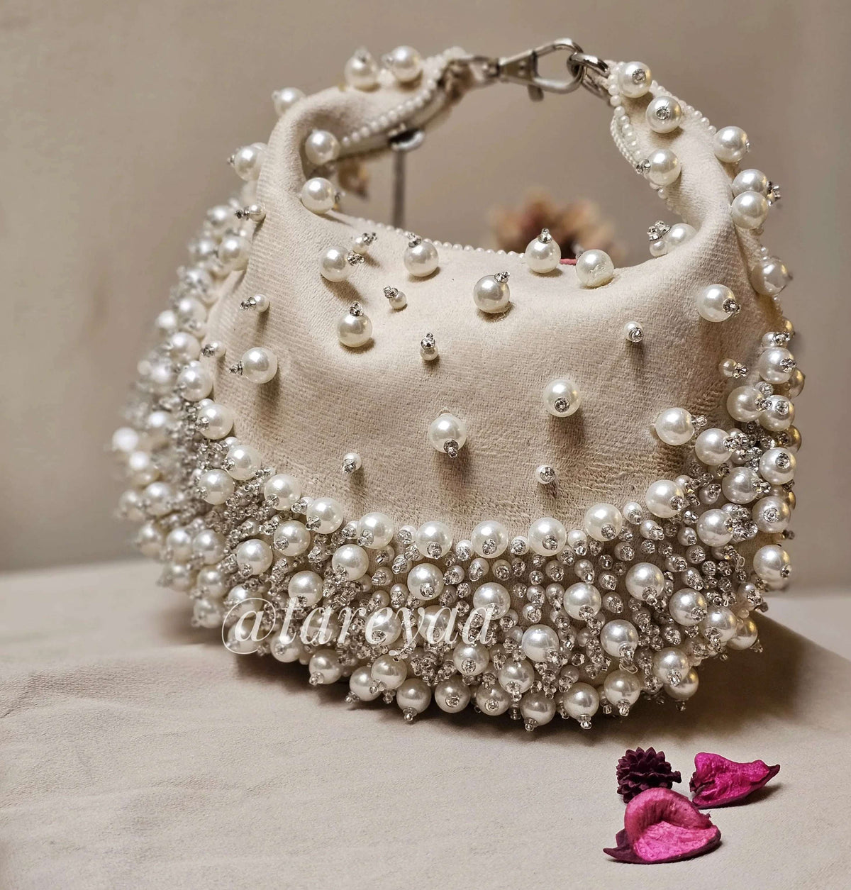 Paris Crescent bag with Pearls - Tareyaa