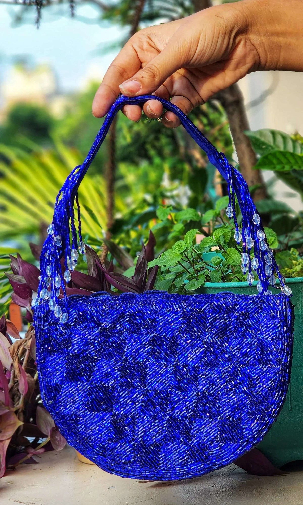 Emilia Floral Embellished Bag with Strap - Tareyaa