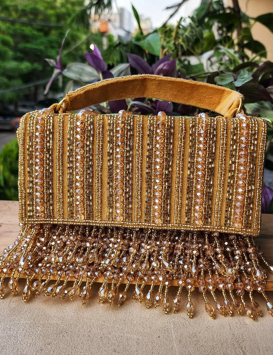 Sapphire handmade beaded flapover - Tareyaa