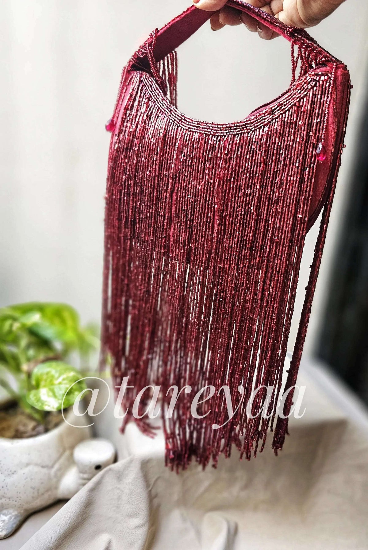 Shimmer wedding bag with long fringe - Tareyaa