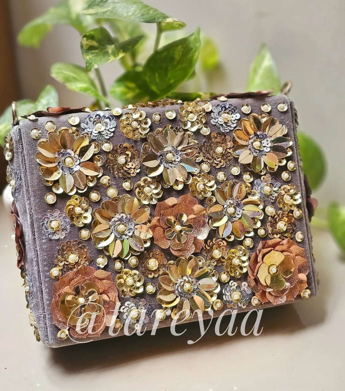 Blooming Buds Floral Grey Bag - Tareyaa