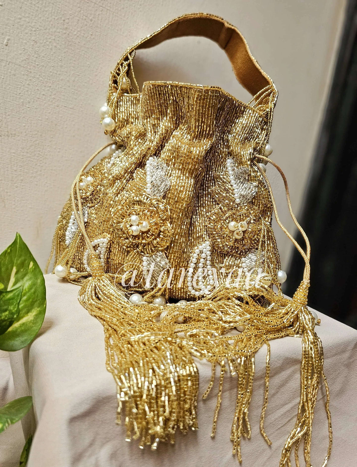 Trinity Wedding Potli bag with handle - Tareyaa
