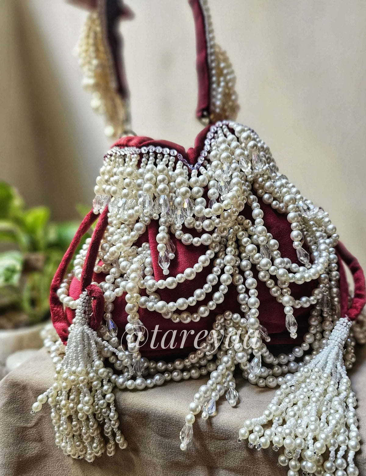 Vanya Velvet Pearl Potli - Tareyaa